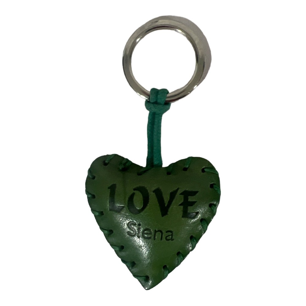 LOVE SIENA leather green heart keychain made in italy